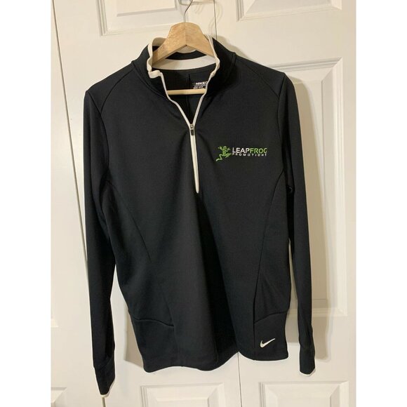 NIKE Golf Dri-Fit Black Long Sleeve Pullover Jacket Leapfrog Promotions Mens‎ XL - Picture 1 of 6